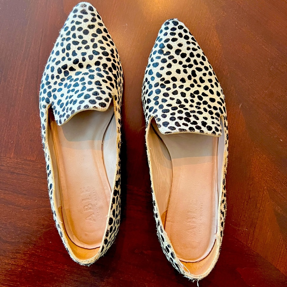 ABLE Cheetah hair and Leather Flats